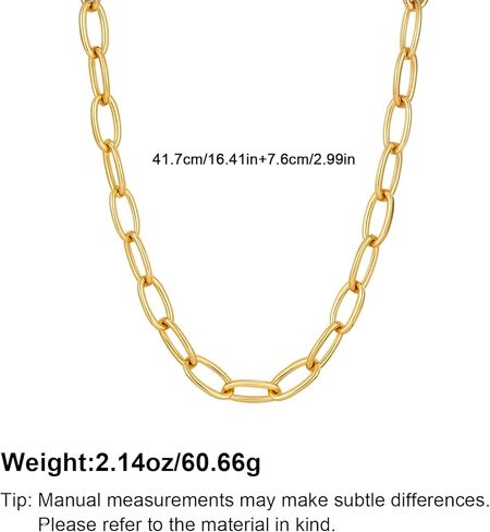 Gold Chain Necklace Chunky Gold Plated Link Necklace for Women Men Minimalist Trendy Jewelry in Kuwait