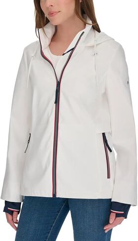 Tommy Hilfiger Women’s Lightweight Stand Collar Windbreaker (White,X-Small) in Saudi Arabia