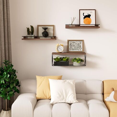 Floating Shelves for Wall, Floating Shelf for Wall Décor Set of 3, Bathroom Floating Shelves with Metal Toilet Paper Holder for Bathroom, Bedroom, Living Room, Kitchen, Office (Black) in Saudi Arabia