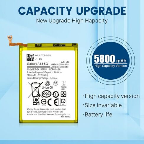 SHENMZ A12 Replacement Battery, (2023 New Upgraded) 6200mAh 3.85V High Capacity Li-Polymer EB-BA217ABY Battery in Saudi Arabia