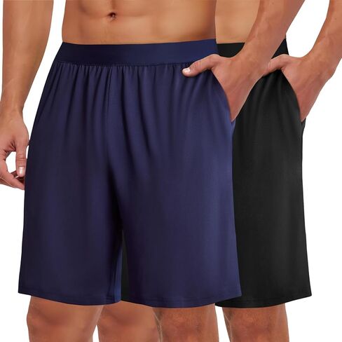 Ekouaer Men's Pajama Shorts Soft Comfy Sleep Bottoms 2 Pack Casual Lounge Sleepwear Pants with Pockets in Saudi Arabia