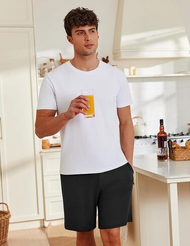 Ekouaer Men's Pajama Shorts Soft Comfy Sleep Bottoms 2 Pack Casual Lounge Sleepwear Pants with Pockets in Saudi Arabia