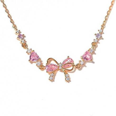 Bow Bracelet for Women Gold/Silver Adjustable Ribbon Bow Bracelet Trendy Pink Crystal Bowkot Cute Bowknot Chain Jewelry for Friends Bridesmaid Proposal (rose gold) in Saudi Arabia
