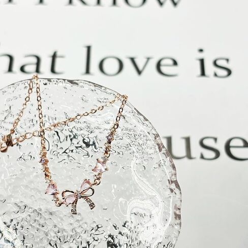 Bow Bracelet for Women Gold/Silver Adjustable Ribbon Bow Bracelet Trendy Pink Crystal Bowkot Cute Bowknot Chain Jewelry for Friends Bridesmaid Proposal (rose gold) in Saudi Arabia