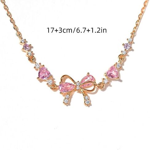 Bow Bracelet for Women Gold/Silver Adjustable Ribbon Bow Bracelet Trendy Pink Crystal Bowkot Cute Bowknot Chain Jewelry for Friends Bridesmaid Proposal (rose gold) in Saudi Arabia
