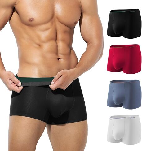 Arjen Kroos Men's Boxer Briefs Breathable Dual Colors Seamless Modal Mens Trunks Underwear with Support Pouch 4 Pack in Saudi Arabia