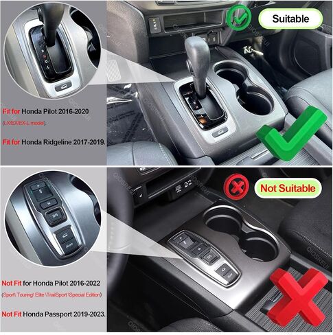 Gear Shift Panel Cover for Honda Pilot 2016-2020/ Honda Ridgeline 2017-2020, Gear Shift Knob Console Panel Trim, ABS Center Console Cup Holder Frame Anti-Scratch Protector Accessories (Carbon Fiber) in Saudi Arabia
