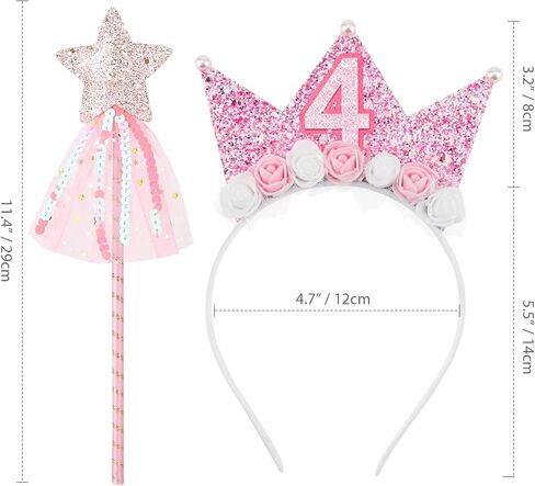 ديكورات عيد الميلاد الثالثة للفتيات عيد ميلاد عقال التاج و Glitter Princess Star Wands Hair Accessor in Kuwait