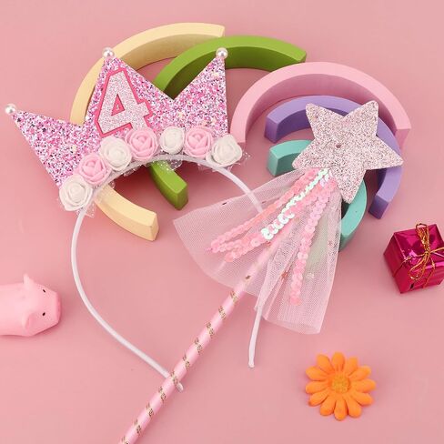 ديكورات عيد الميلاد الثالثة للفتيات عيد ميلاد عقال التاج و Glitter Princess Star Wands Hair Accessor in Kuwait