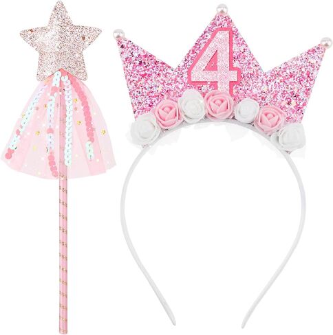 ديكورات عيد الميلاد الثالثة للفتيات عيد ميلاد عقال التاج و Glitter Princess Star Wands Hair Accessor in Kuwait