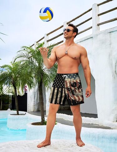 Mens Swim Trunks with Compression Liner 7 Inch Board Shorts Men Bathing Suit 2 in 1 Quick Dry Beach Swimsuits in Saudi Arabia