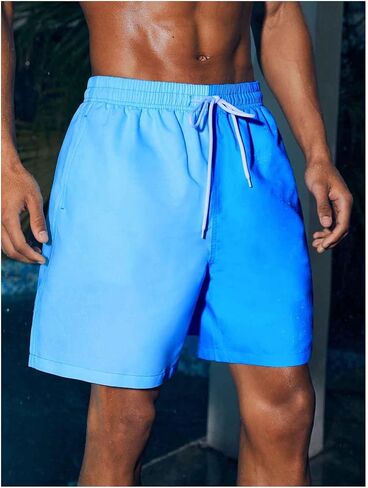 Floerns Men's Colorblock Drawstring Swim Trunk Quick Dry Beach Shorts with Pocket in Saudi Arabia