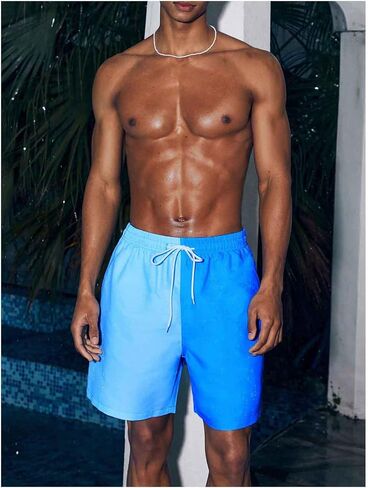 Floerns Men's Colorblock Drawstring Swim Trunk Quick Dry Beach Shorts with Pocket in Saudi Arabia