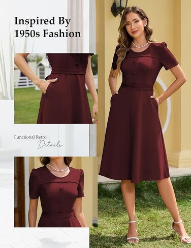 Wedtrend 1950's Vintage Dresses for Women Modest Church Dress with Pockets Tea Party Dresses A Line Wedding Guest Dress in Saudi Arabia