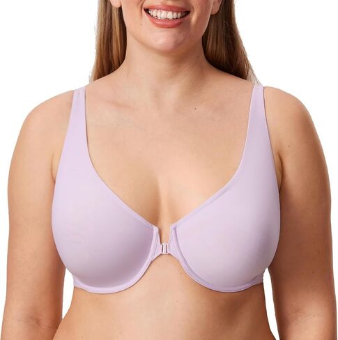 DELIMIRA Women's Front Closure Bras Seamless Plus Size Plunge Underwire Unlined Comfortable Bra in Saudi Arabia