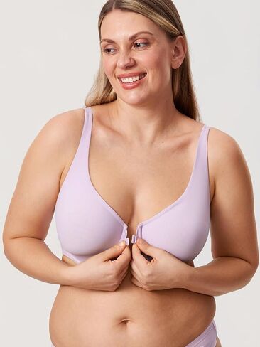 DELIMIRA Women's Front Closure Bras Seamless Plus Size Plunge Underwire Unlined Comfortable Bra in Saudi Arabia