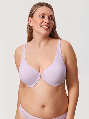 DELIMIRA Women's Front Closure Bras Seamless Plus Size Plunge Underwire Unlined Comfortable Bra in Saudi Arabia