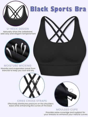 Sunzel Sunzfly Sports Bra for Women ، Scoop Neck Crisscross Back Pated Low Impact Bras Tops for Workout Yoga Gym in Kuwait