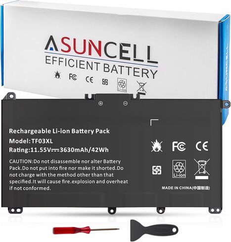 ASUNCELL 42Wh TF03XL 920070-855 920046-421 بطارية لجهاز HP بافيليون X360 15-CC 15-CD 15-cc154cl 15-cc060wm 15-cc152od 15-cc055od 15-cd040wm 17-AR007CA 17-AR050WM 920070-855، 11.55 فولت in Kuwait
