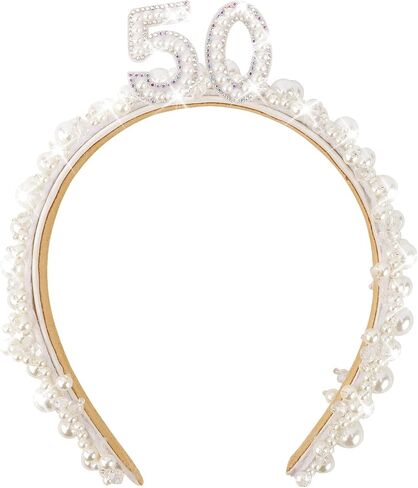 40th Birthday Headband for Women, 40th Birthday Crown for 40th Birthday Outfit Dress for Women, Birthday Headband with Pearl for 40th Birthday Decorations, Happy 40th Birthday Decorations in Kuwait