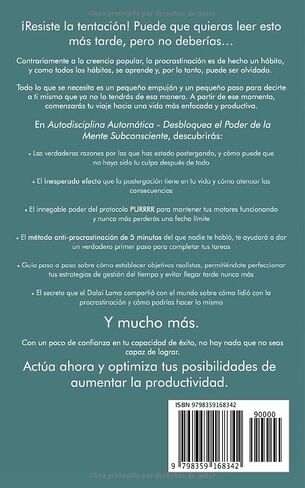 Autodisciplina Automática: Desbloquea el Poder de la Mente Subconsciente: Aprende las Técnicas Secretas para Entrenar a Tu Cerebro a No Procastinar ... De La Autodisciplina) (Spanish Edition) in Saudi Arabia
