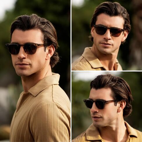 WMP Eyewear - Men's Retro Keyhole Polarized Square Sunglasses, Premium Acetate Frame with Modern Classic Design in Saudi Arabia