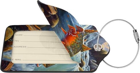 Fly Fishing 2 Pack Luggage Tags for Suitcases, Leather Tags Identifiers Privacy Cover with Steel Loop in Saudi Arabia