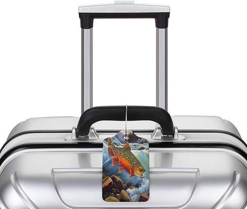 Fly Fishing 2 Pack Luggage Tags for Suitcases, Leather Tags Identifiers Privacy Cover with Steel Loop in Saudi Arabia