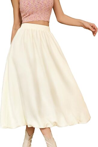 Bridesmay Casual Long Maxi Skirt for Women 2025 Summer Trendy Flowy A-Line Boho Skirts Versatile in Kuwait