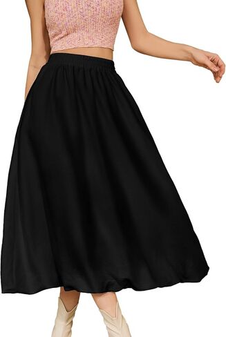 Bridesmay Casual Long Maxi Skirt for Women 2025 Summer Trendy Flowy A-Line Boho Skirts Versatile in Kuwait