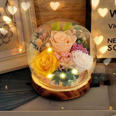 Eternal Rose Flowers, Unique Rose Preserved Flower Rose Gifts in Glass Dome for Women, Mom, Girlfriend,Home Decor Gifts for Birthday, Anniversary, Christmas, Wedding. in Saudi Arabia