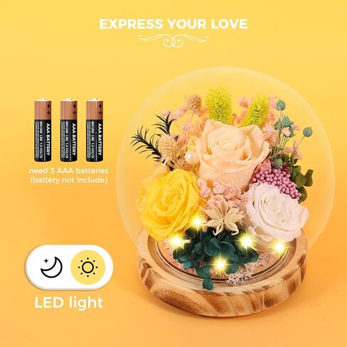 Eternal Rose Flowers, Unique Rose Preserved Flower Rose Gifts in Glass Dome for Women, Mom, Girlfriend,Home Decor Gifts for Birthday, Anniversary, Christmas, Wedding. in Saudi Arabia