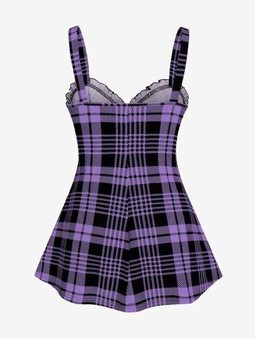 ROSE GAL Womens Plus Size Curve Lace Up Full Zipper Plaid Tank Tops Gothic Sleeveless Strap Tank Top in Saudi Arabia