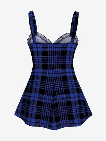 ROSE GAL Womens Plus Size Curve Lace Up Full Zipper Plaid Tank Tops Gothic Sleeveless Strap Tank Top in Saudi Arabia