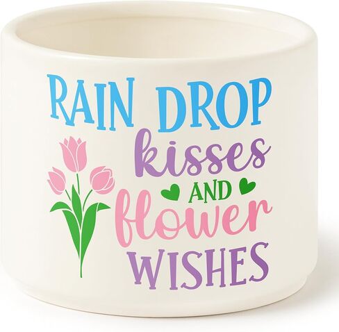 Watinc Spring Candy Dish Cauldron Mini Ceramic Bowl ، يتمنى Candy Cane Tier Decore ، ووجبة خفيفة من حلويات الجدول لهجات الهدية للمطبخ منزل المزرعة (القبلات المطر ورغبات الزهور) in Kuwait