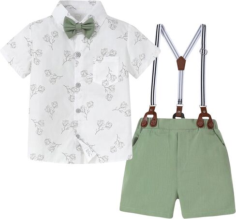 ZOEREA Boy Clothes Kids Formal Suit Summer Short Sleeve Shirt & Shorts Gentleman Outfit 2 Piece Clothing Set 5-10Y in Saudi Arabia