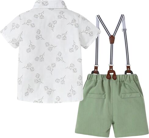 ZOEREA Boy Clothes Kids Formal Suit Summer Short Sleeve Shirt & Shorts Gentleman Outfit 2 Piece Clothing Set 5-10Y in Saudi Arabia