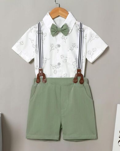 ZOEREA Boy Clothes Kids Formal Suit Summer Short Sleeve Shirt & Shorts Gentleman Outfit 2 Piece Clothing Set 5-10Y in Saudi Arabia