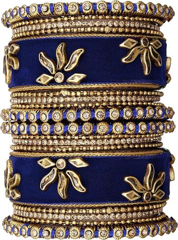 أهيلي مطابقة الأزهار المخملية الحرير الخيط chuda chura bangle مجموعة الهدية الهدية الهدية المجوهر in Kuwait