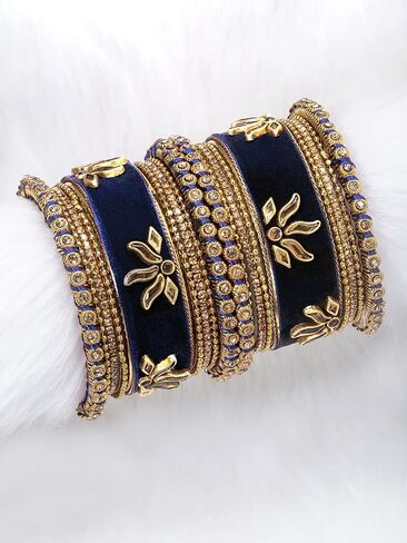 أهيلي مطابقة الأزهار المخملية الحرير الخيط chuda chura bangle مجموعة الهدية الهدية الهدية المجوهر in Kuwait
