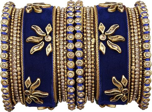 أهيلي مطابقة الأزهار المخملية الحرير الخيط chuda chura bangle مجموعة الهدية الهدية الهدية المجوهر in Kuwait