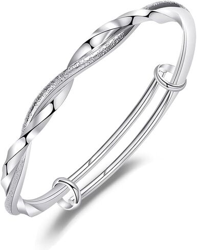 Chunky Twist Bangle Bracelet for Women Adjustable 6.5-7.6 in Small Size Bracele Jewelry Beautiful and Elegant for all Occasions in Kuwait