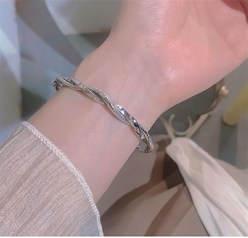 Chunky Twist Bangle Bracelet for Women Adjustable 6.5-7.6 in Small Size Bracele Jewelry Beautiful and Elegant for all Occasions in Kuwait
