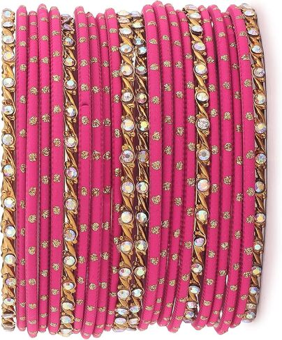Desi Indian Baryles for Women - مجموعة من 22 أجهزة كمبيوتر Bollywood Indian Jewelry مجموعات للنساء ، والملحقات الثمانينات أساور Bangle Party Favors Alloy Metal Churi in Kuwait
