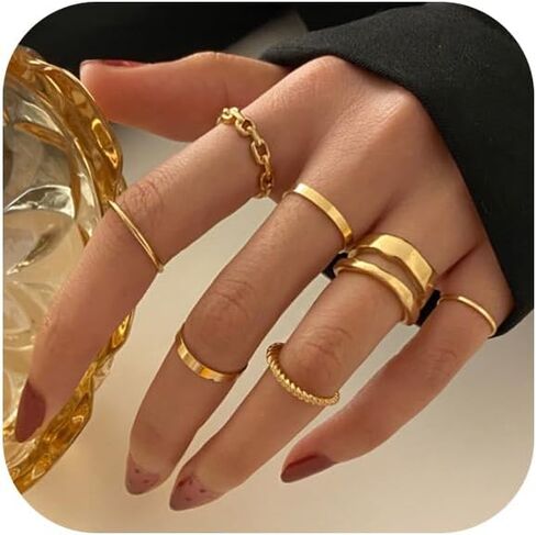 Gold Knuckle Rings Set for Women,Simple Smooth Finger Stackable Rings Set Vintage Joint Finger Rings Vintage Midi Rings Festival Jewelry in Kuwait