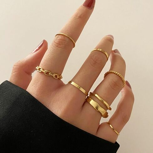 Gold Knuckle Rings Set for Women,Simple Smooth Finger Stackable Rings Set Vintage Joint Finger Rings Vintage Midi Rings Festival Jewelry in Kuwait