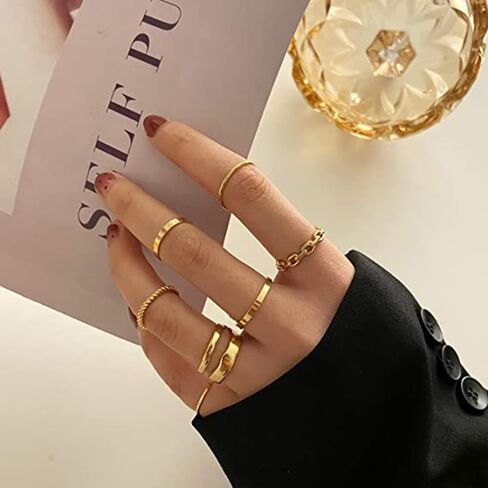 Gold Knuckle Rings Set for Women,Simple Smooth Finger Stackable Rings Set Vintage Joint Finger Rings Vintage Midi Rings Festival Jewelry in Kuwait