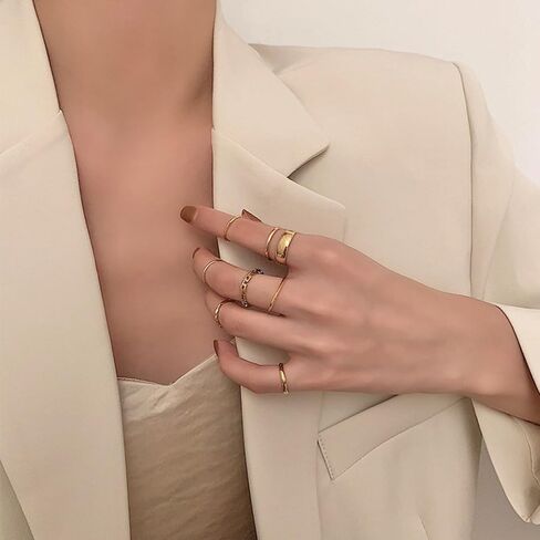 Gold Knuckle Rings Set for Women,Simple Smooth Finger Stackable Rings Set Vintage Joint Finger Rings Vintage Midi Rings Festival Jewelry in Kuwait