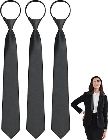 Black Pre-tied Ties Solid Color Polyester Zipper Neckties for Men & Women School Uniform Formal Adjustable Neck Tie in Saudi Arabia