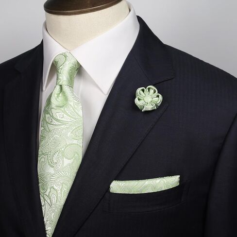 Taecmin Silver Tie علاقات رمادية فاتحة للرجال Paisley Neckties ومربعات الجيب مع دبابيس طية صدر الالكشاش لحفلات الزفاف لحفلات الزفاف in Kuwait